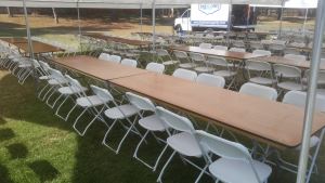 White Folding Chair Rentals with 8 ft Table Rentals