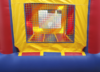 Inflatable Mini Bounce House Rental - Exterior view of window with net.
