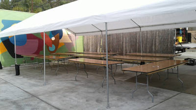 8 ft Rectangular Wood Table Rentals and Tent Rentals