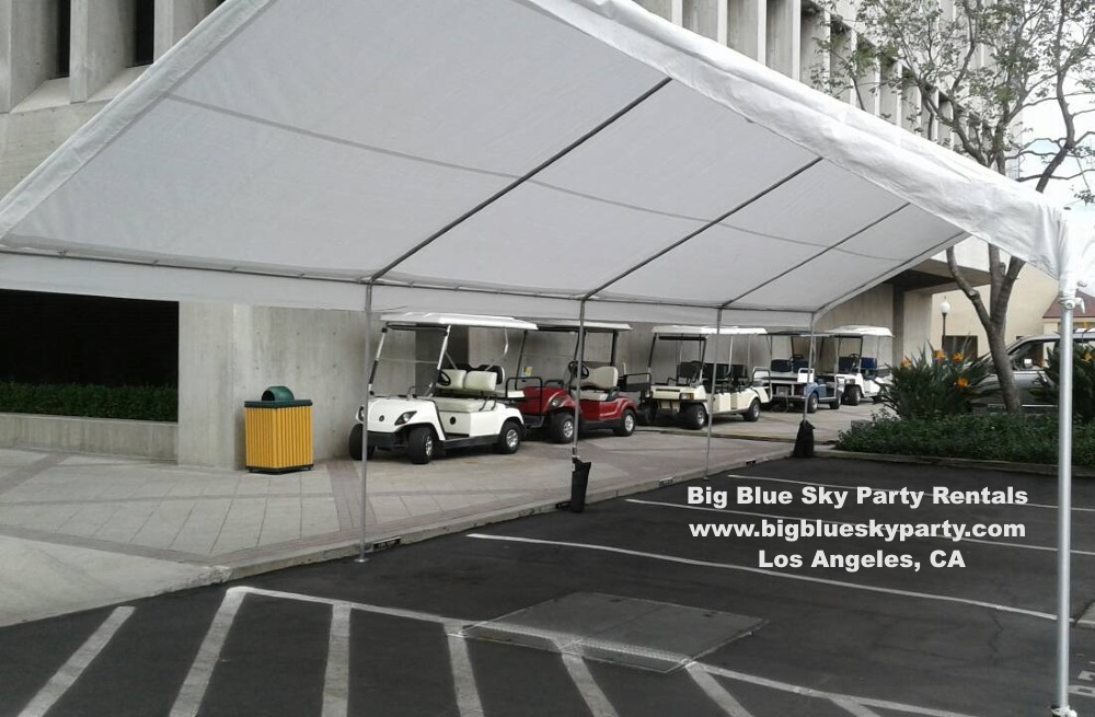 20' x 40' Canopy Rental set up in a parking lot.