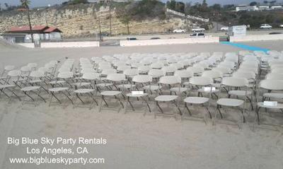 Folding chair rentals in Santa Monica.