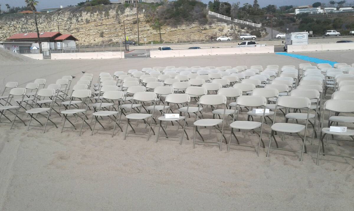 Beige Folding Chairs for Rent in Los Angeles, CA - Big Blue Sky Party Rentals - www.bigblueskyparty.com