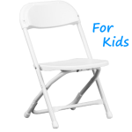 Kids white folding chair rentals in Los Angeles.