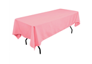 Pink rectangular tablecloths for rent for 6 ft tables.